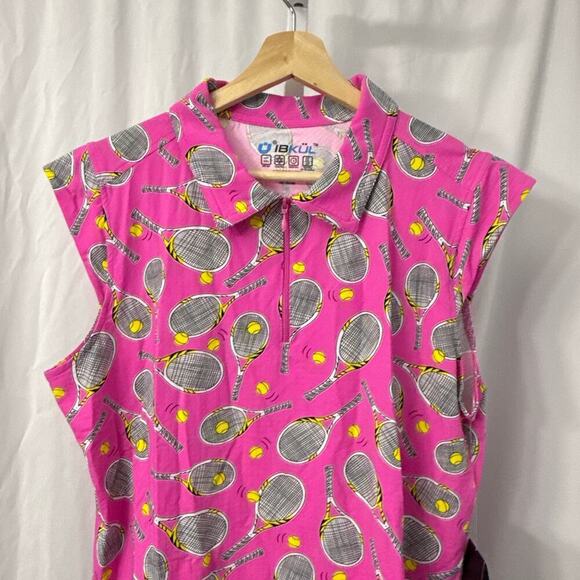 Ibkul Sleeveless Zip Polo Shirt Pink Small Tennis - Picture 6 of 10